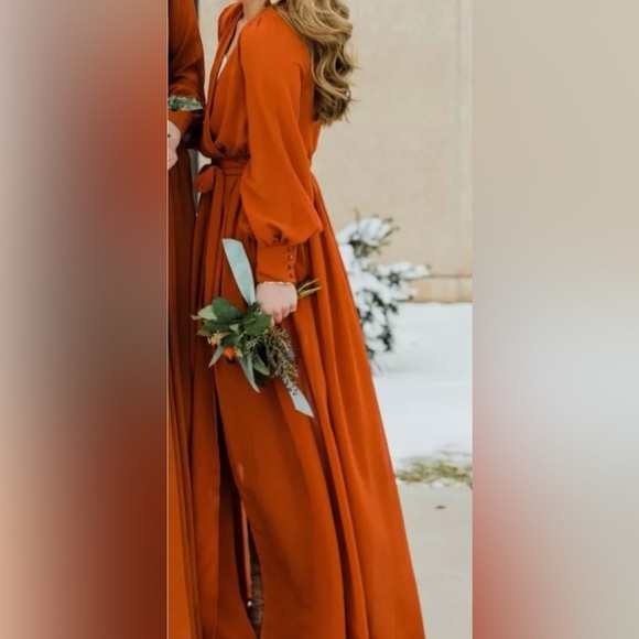 Baltic Born Celine Rust Faux Wrap Maxi Dress Bridesmaid Formal Wedding Guest - Picture 10 of 16